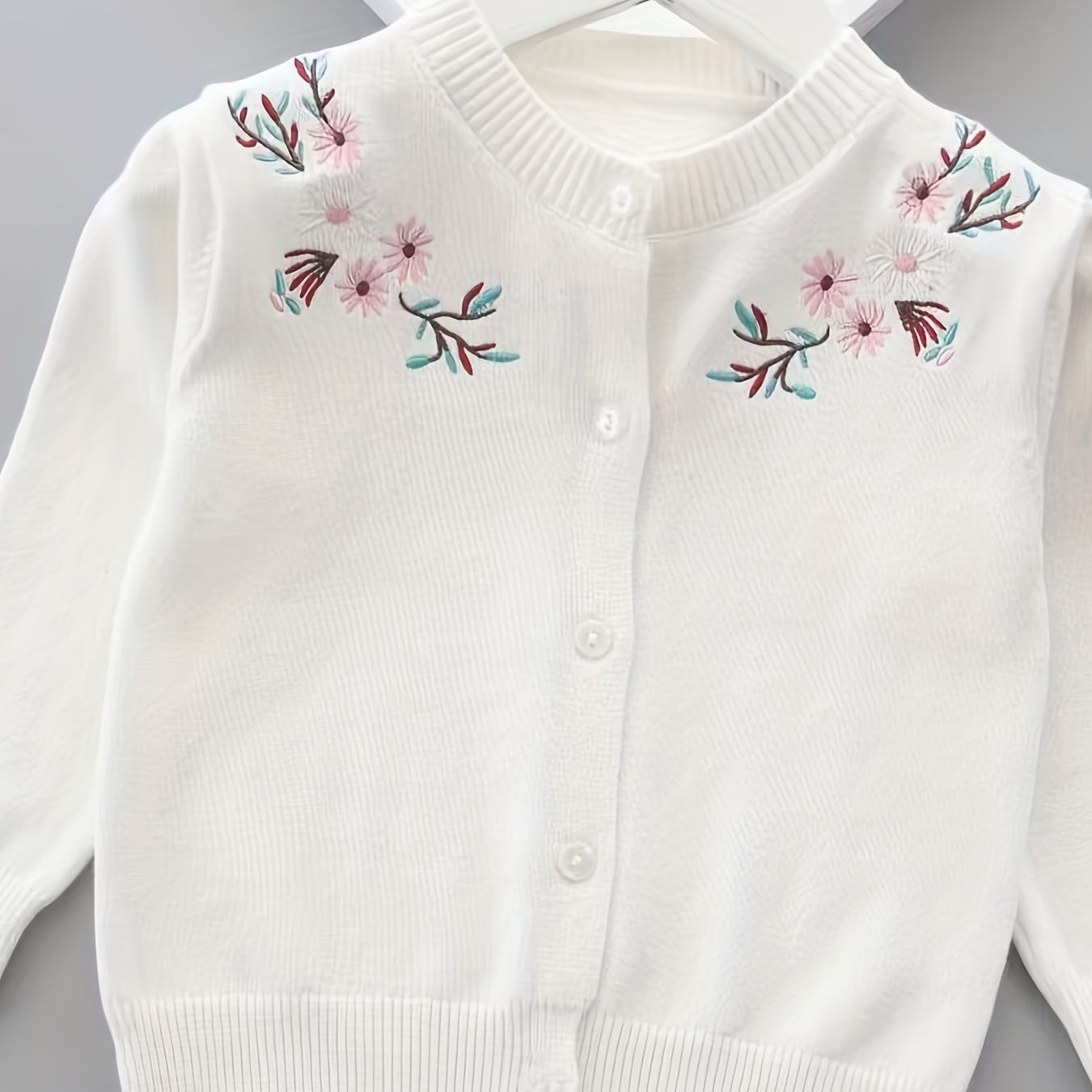 Charming Cotton Floral Cardigan for Girls - Soft & Cozy Knit - Ideal for Spring/Fall