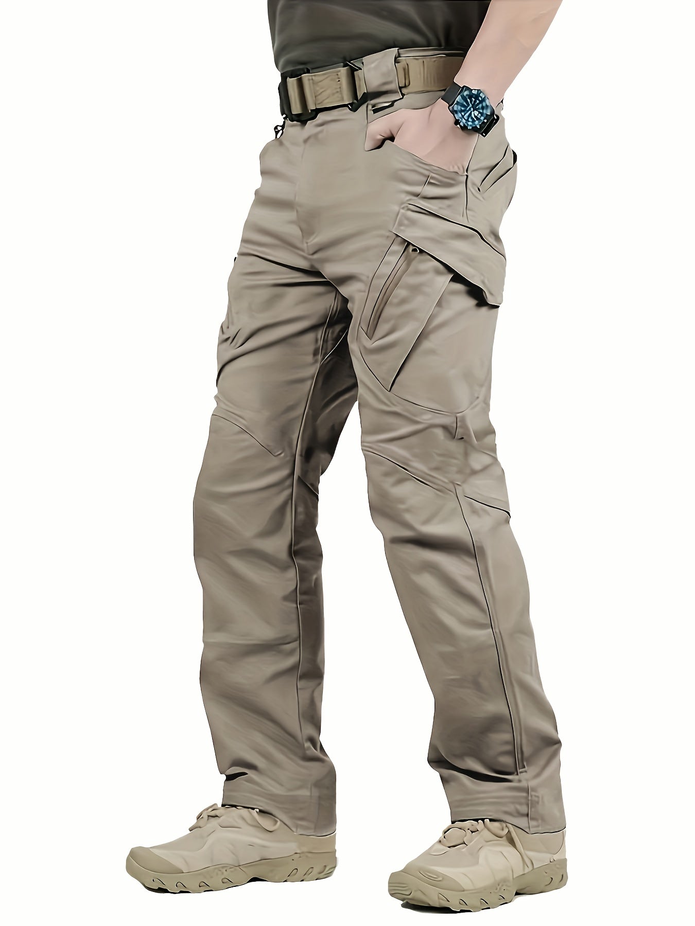 vlovelawMen's Outdoor Multi Functional Tactical Pants, Multi Pocket Outdoor Hiking Waterproof Sweatpants, Wear Resistant Cargo Pants