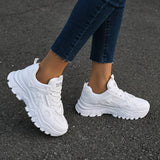 vlovelaw  Fashion Simple Thick Bottom White Shoes, Comfortable And Breathable Lace Up Outdoor Sneakers