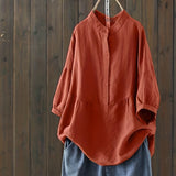 Plus Size Casual Blouse, Women's Plus Mock Neck Half Sleeve Round Neck Henley Shirt