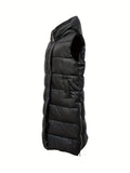 vlovelaw  Solid Zip Up Pockets Cotton-padded Coat, Casual Sleeveless Warm Jacket Coat, Women's Clothing