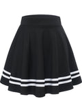 vlovelaw  Striped A-Line Skater Skirt, Versatile High Waist Skirt For Spring & Summer, Women's Clothing