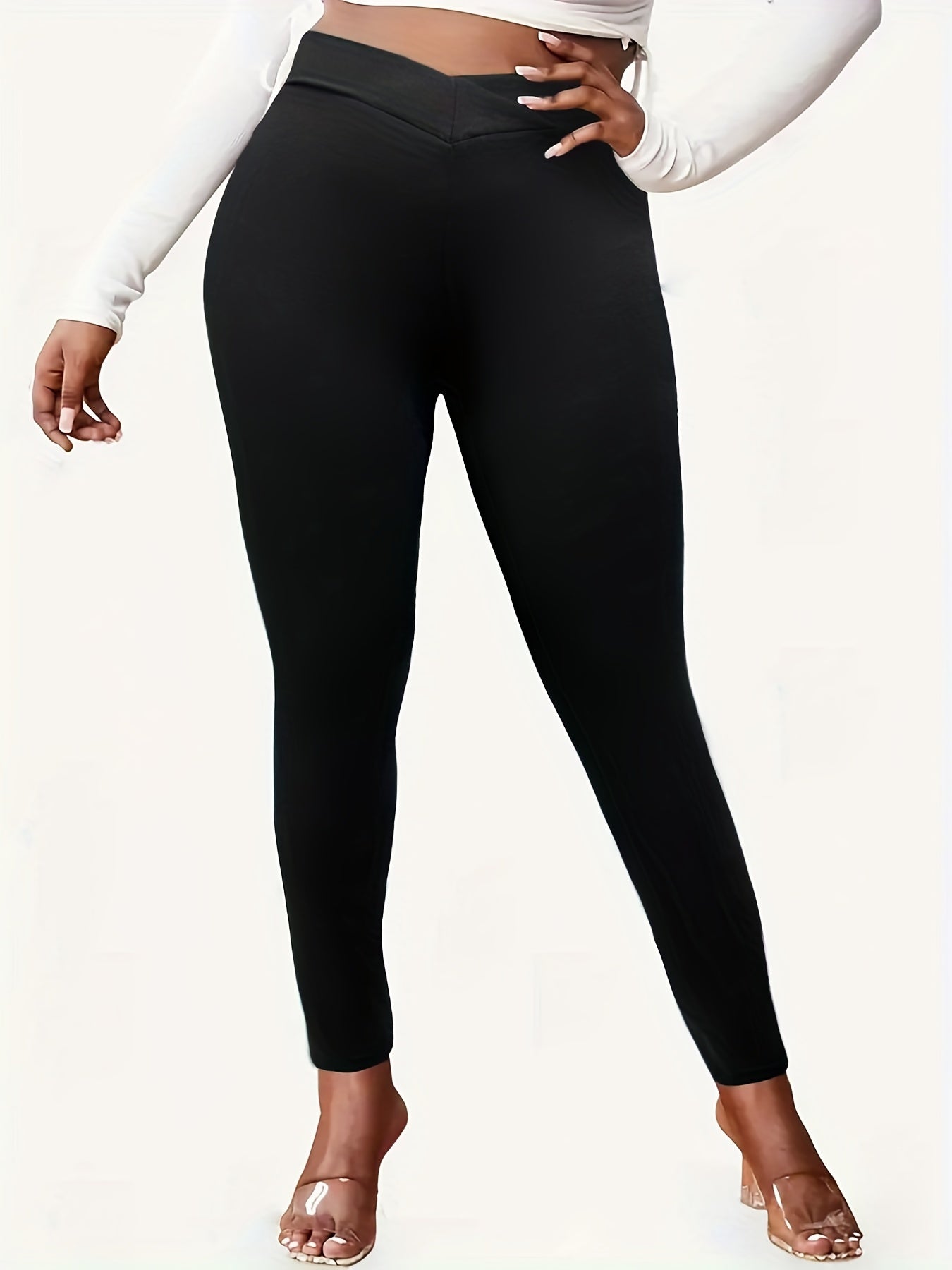 Solid Simple Leggings, Casual Slim Long Length Versatile Leggings, Women's Clothing