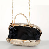 Sparkling Ruffled Clutch Bag - Shiny Top Ring Handle for Elegant Evening Wear - Perfect for Weddings, Parties, and Festivals