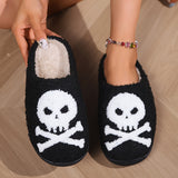 Cozy Halloween Cartoon Slippers - Warm, Plush Open-Toe Home Shoes with Strappy Back Support