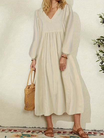 vlovelaw  Long Sleeve Loose Dress, V Neck Casual Dress For Spring & Fall, Women's Clothing