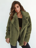 Casual Fuzzy Jacket, Teddy Collared Long Sleeve Fashion Loose Fall & Winter Bodycon Outerwear, Women's Clothing