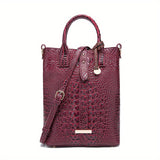 Elegant Crocodile-Print Tote for Women: Versatile, Secure Buckle, Removable Strap, Work & Casual Chic