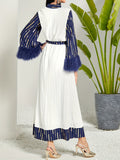 vlovelaw  Tassel V Neck Kaftan Dress, Elegant Long Sleeve Maxi Dress, Women's Clothing