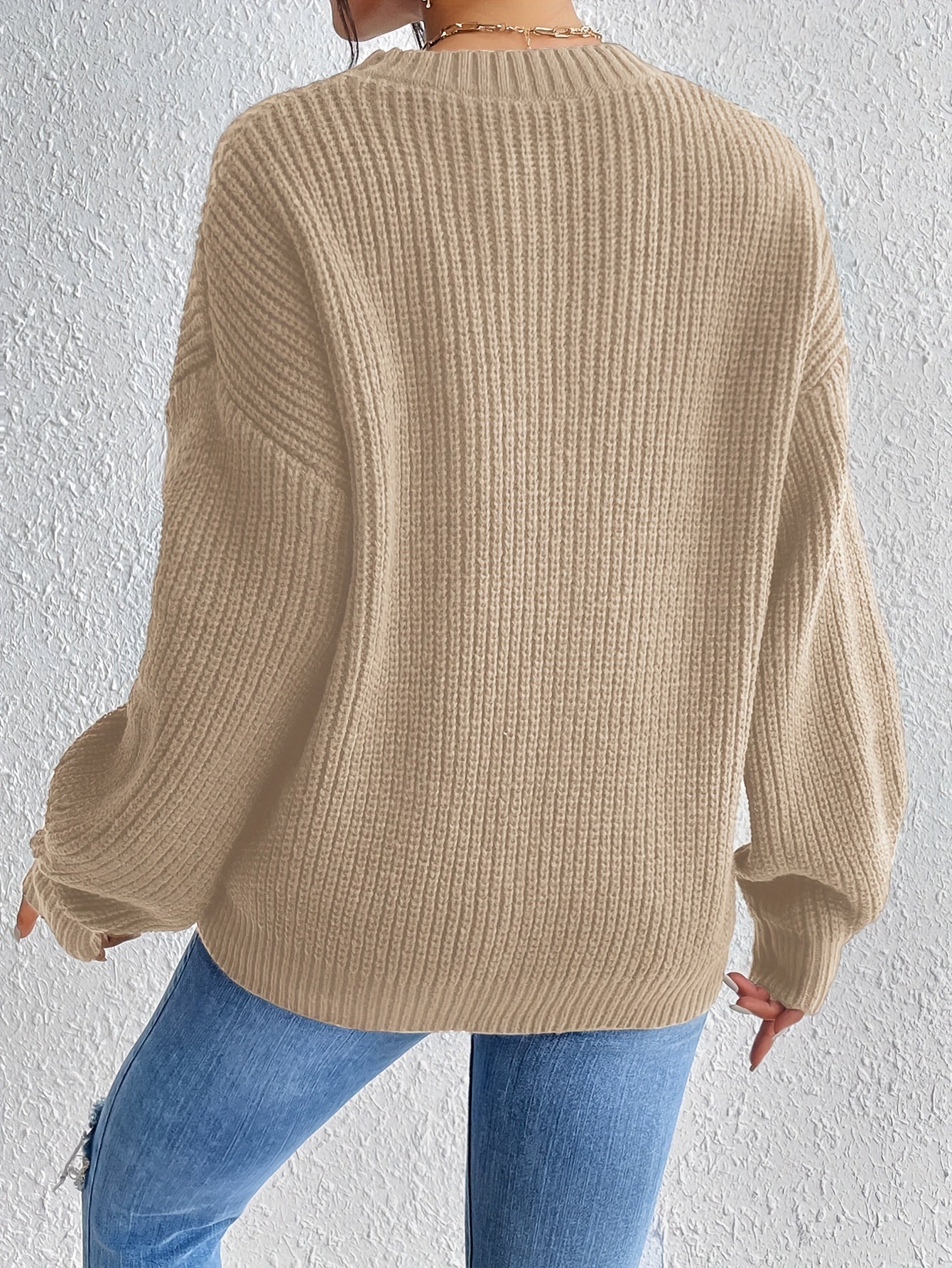 vlovelaw  Solid Crew Neck Pullover Sweater, Casual Long Sleeve Sweater For Fall & Winter, Women's Clothing