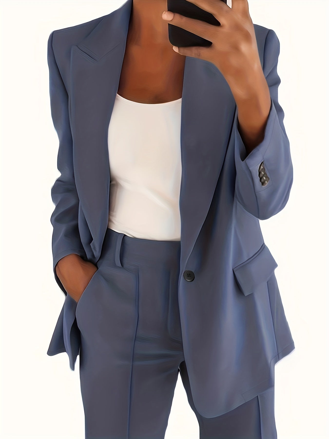 vlovelaw  Solid Lapel Pocket Blazer, Elegant Long Sleeve Blazer For Spring & Fall, Women's Clothing