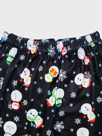 Children's Christmas Pattern Long Sleeve Pants Set, Ideal For Daily & Outdoor Wear