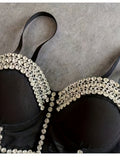 vlovelaw  Faux Diamond Decor Corset Bra, Comfy & Novelty Push Up Bra, Women's Lingerie & Underwear