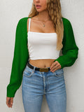 vlovelaw Solid Loose Crop Cardigan, Casual Long Sleeve Cardigan For Spring & Fall, Women's Clothing