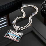 Creative TRUMP  Pendant Design Necklace Zinc Alloy Jewelry Embellished With Rhinestones Personality Female Neck Decor