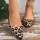 Stylish Leopard Print Pointed Toe Flats - Lightweight, Slip-On, Comfortable Daily Shoes with Faux Leather Upper and PU Sole - Perfect for All Seasons