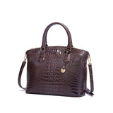 Chic Gradient Crocodile Pattern Tote & Crossbody Bag – Women’s Vintage Satchel with Secure Zip & Polyester Lining