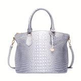 Chic Gradient Crocodile Pattern Tote & Crossbody Bag – Women’s Vintage Satchel with Secure Zip & Polyester Lining