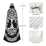 vlovelaw  1pc, Nordic Style Viking Goddess Celtic Life Tree Halloween Witch Hooded Robe Cloak Shawl Cosplay For Adult Men Women, Party Favors Supplies Dresses Clothes Gifts, 147.32*152.4cm