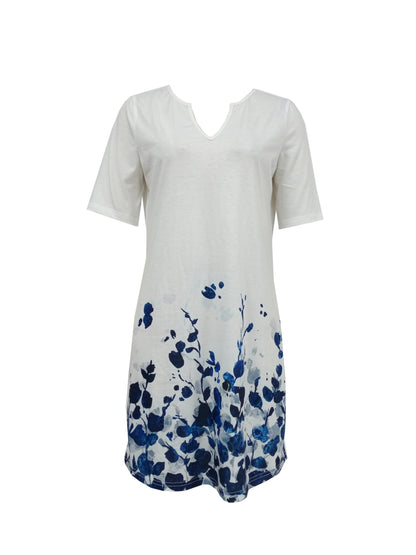 vlovelaw  Oil Painting Floral Print Dress, Casual V-Neck Short Sleeve Dress, Women's Clothing