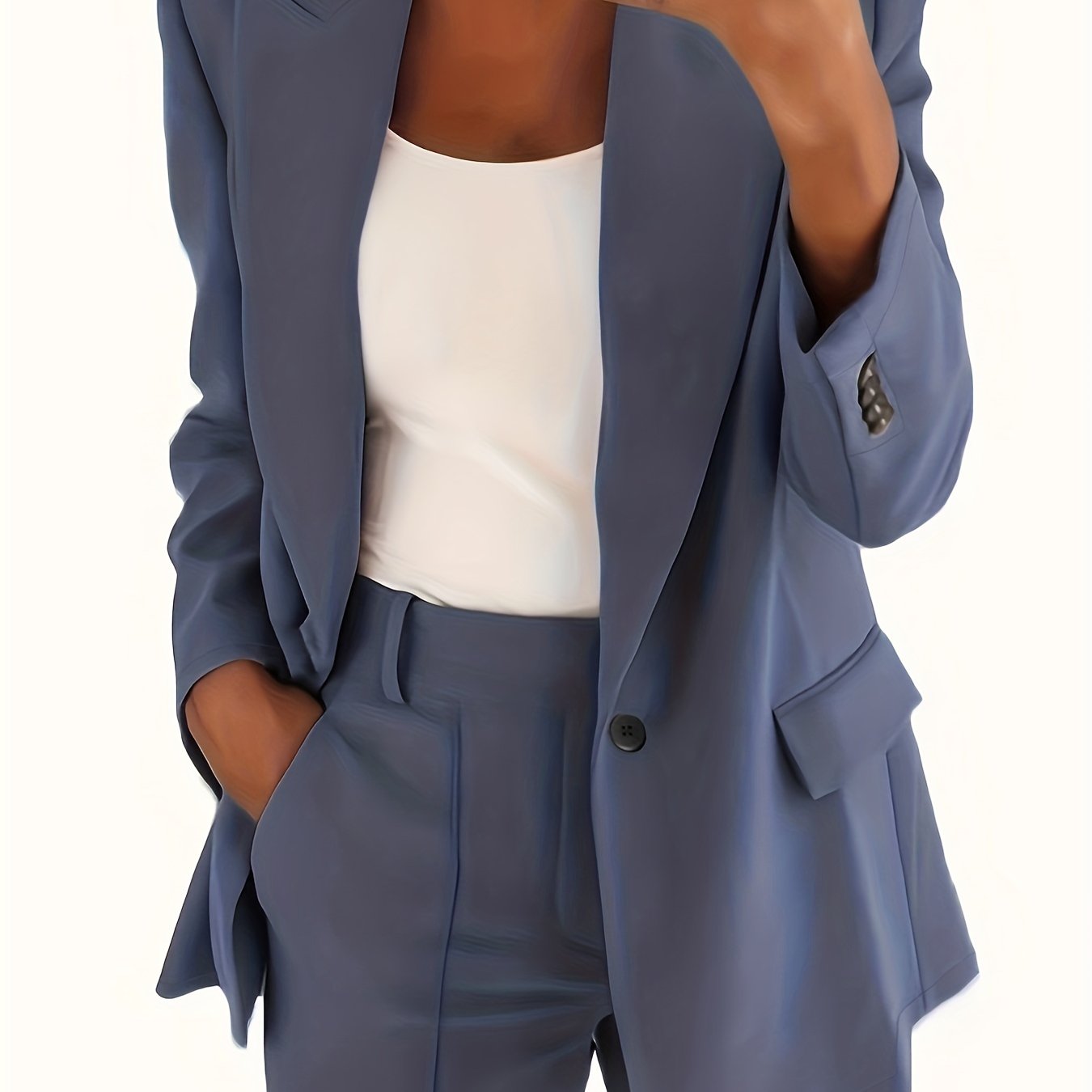 vlovelaw  Solid Lapel Pocket Blazer, Elegant Long Sleeve Blazer For Spring & Fall, Women's Clothing