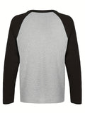 vlovelaw  Colorblock Crew Neck T-Shirt, Casual Raglan Sleeve Top For Spring & Fall, Women's Clothing