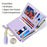 Stylish Slim Bifold Womens Wallet - Compact Coin Purse with Secure Zipper & ID Slot - Lightweight & Convenient Design