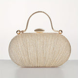 Sparkling Ruffled Clutch Bag - Shiny Top Ring Handle for Elegant Evening Wear - Perfect for Weddings, Parties, and Festivals