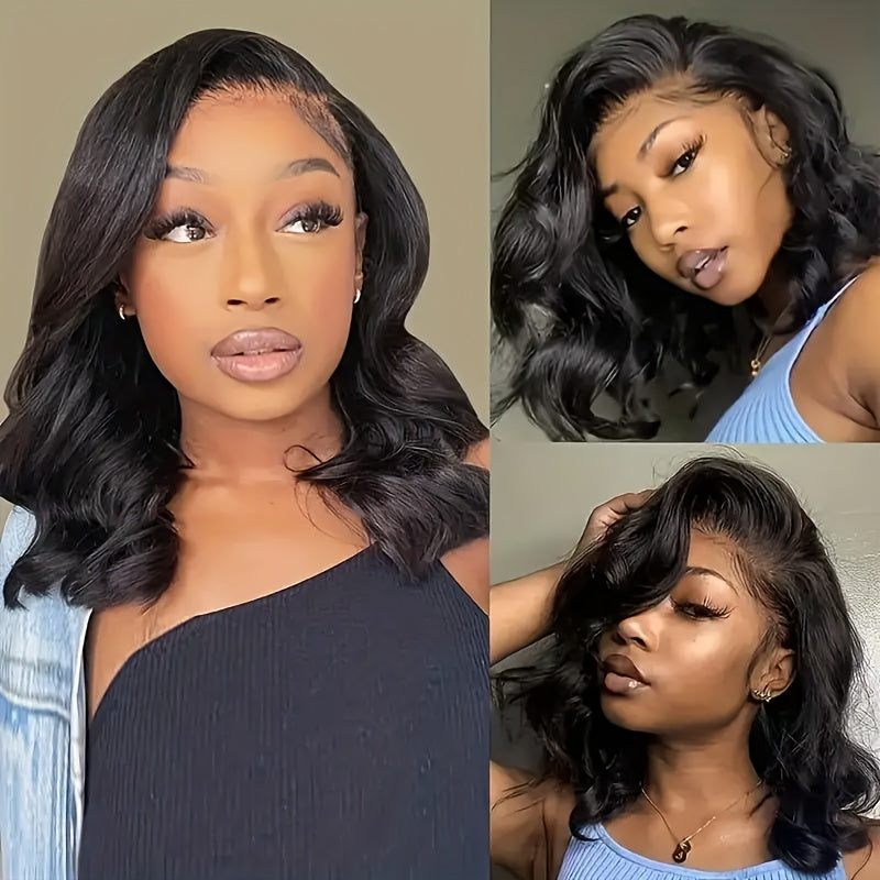 Short Bob Wigs Body Wave Lace Wig Human Hair 180% Density 4x4 Glueless Wigs Pre Plucked With Baby Hair For Women Brazilian Virgin Human Hair Wigs Natural Color