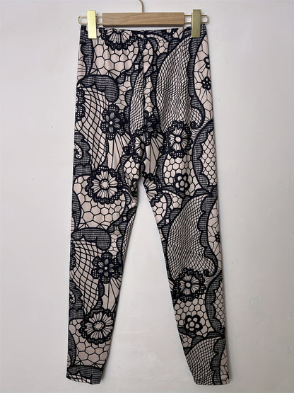 vlovelaw  Floral Print Skinny Leggings, Casual Elastic Waist Stretchy Leggings, Women's Clothing