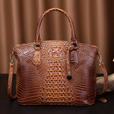 Chic Gradient Crocodile Pattern Tote & Crossbody Bag – Women’s Vintage Satchel with Secure Zip & Polyester Lining