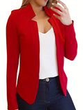 vlovelaw  Long Sleeve Open Front Jacket, Solid Outwear For Business, Every Day, Women's Clothing