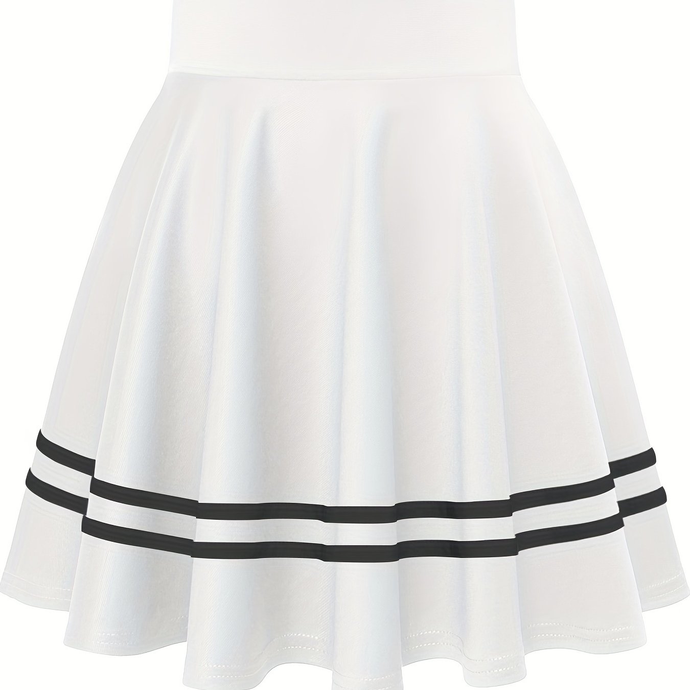 vlovelaw  Striped A-Line Skater Skirt, Versatile High Waist Skirt For Spring & Summer, Women's Clothing