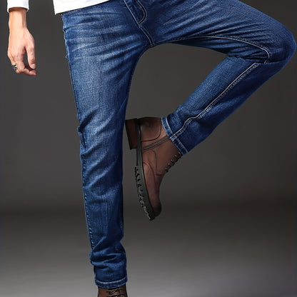 vlovelawClassic Design Semi-formal Jeans, Men's Casual Stretch Denim Pants For All Seasons Business