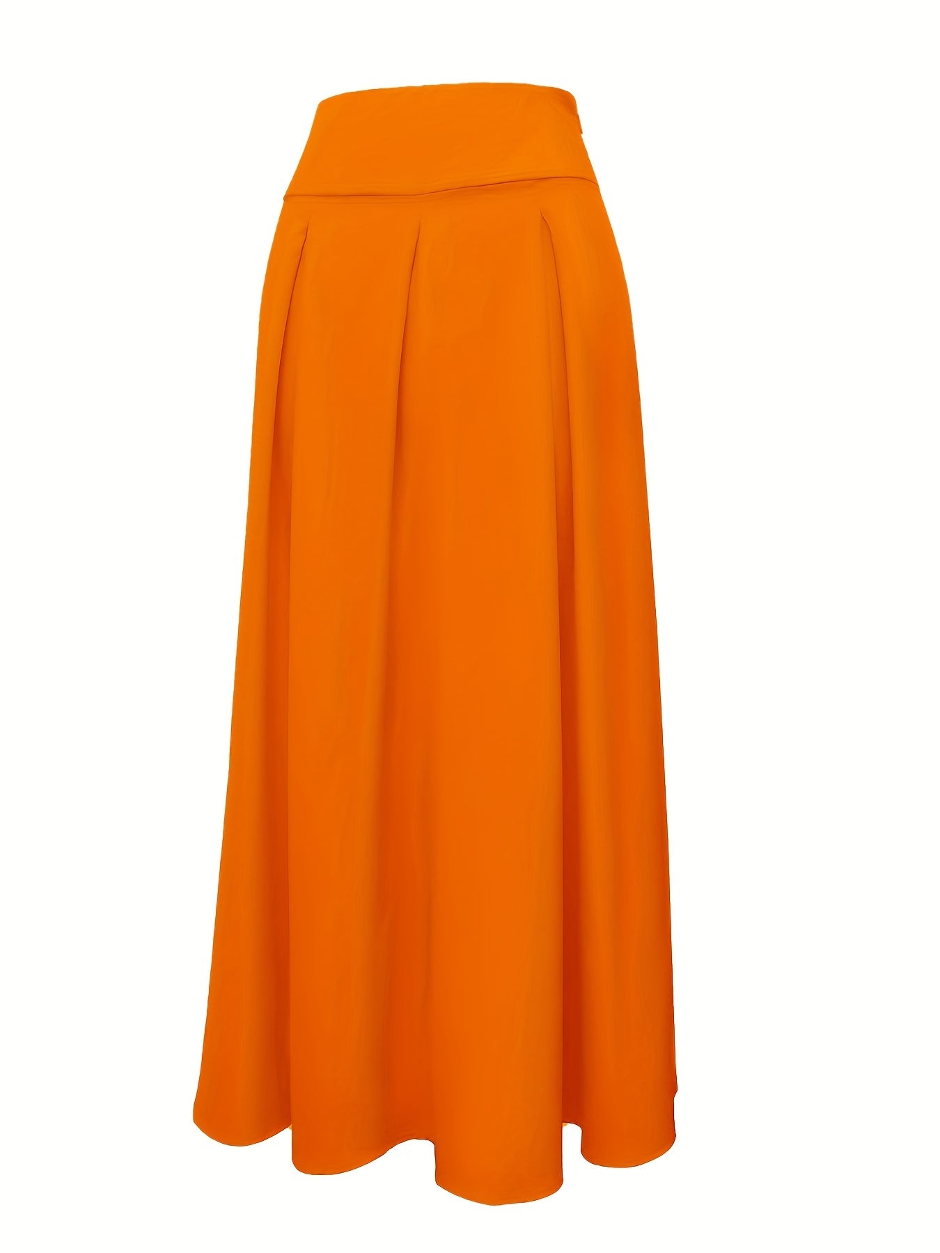 vlovelaw Ruched High Waist Skirts, Elegant Solid Versatile Maxi Skirts, Women's Clothing