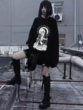 Skeleton Print Crew Neck T-Shirt, Y2K Long Sleeve Top For Spring & Fall, Women's Clothing