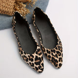 Stylish Leopard Print Pointed Toe Flats - Lightweight, Slip-On, Comfortable Daily Shoes with Faux Leather Upper and PU Sole - Perfect for All Seasons