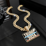 Creative TRUMP  Pendant Design Necklace Zinc Alloy Jewelry Embellished With Rhinestones Personality Female Neck Decor