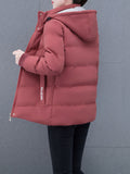 Cozy Winter Puffer Hoodie Jacket - Women's Casual Long Sleeve Clothing with Zipper Slant Pockets - Perfect for Cold Weather, Daily Life, and Outdoor Activities