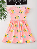 3pcs Sweet Girls Flora Print Flutter Trim Sleeveless Dress Summer Clothes Baby/toddler Girls