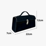 Savette Suede Smooth Leather Handbag Designer Retro Clutch Bag Women Stance Stand Handheld Clamshell Wallet Pattern Messenger Single Hand Bags