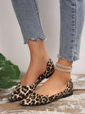 Stylish Leopard Print Pointed Toe Flats - Lightweight, Slip-On, Comfortable Daily Shoes with Faux Leather Upper and PU Sole - Perfect for All Seasons