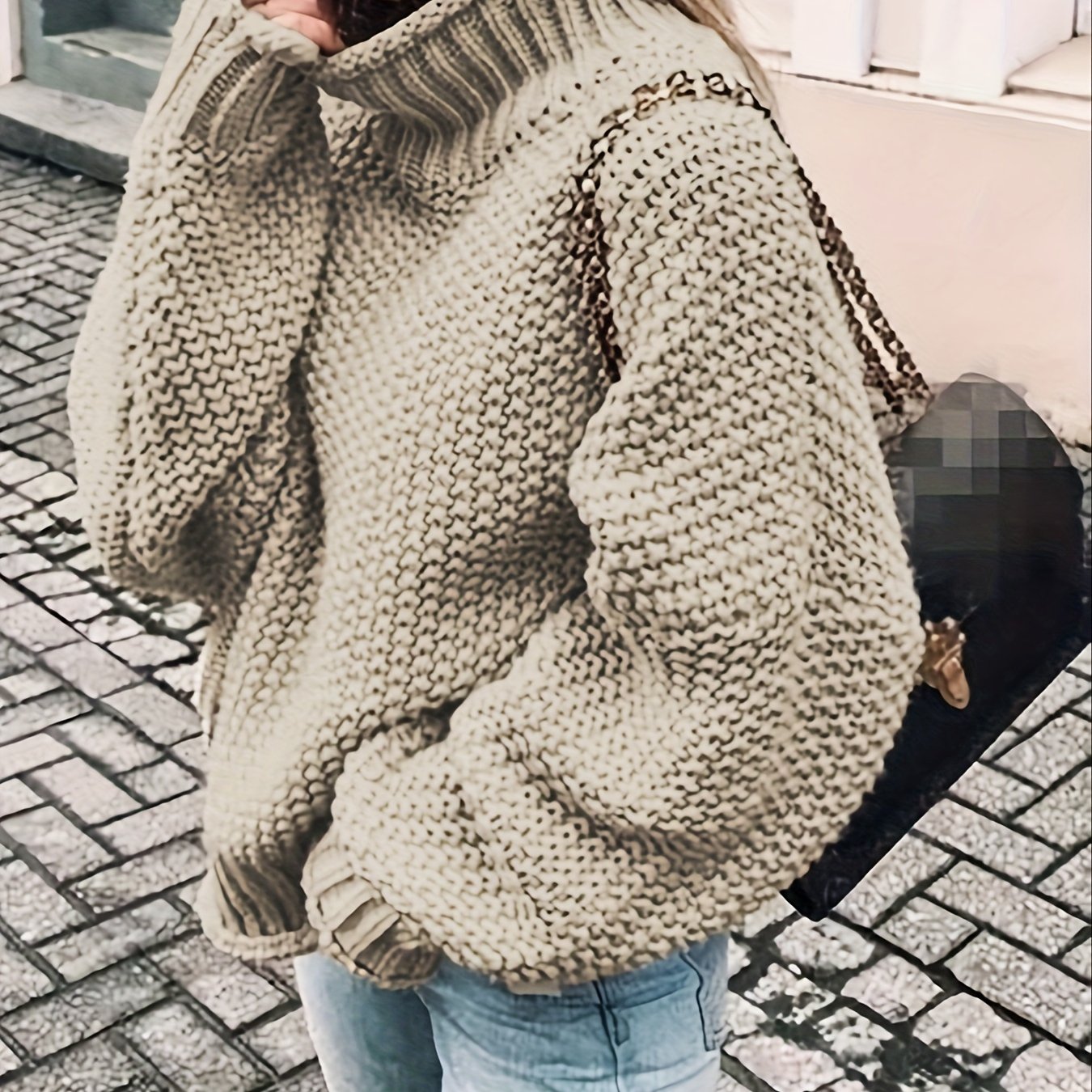 vlovelaw  Solid Turtle Neck Pullover Sweater, Casual Long Sleeve Sweater For Fall & Winter, Women's Clothing