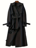 vlovelaw  Double Breasted Trench Coat, Casual Lapel Long Sleeve Outerwear, Women's Clothing