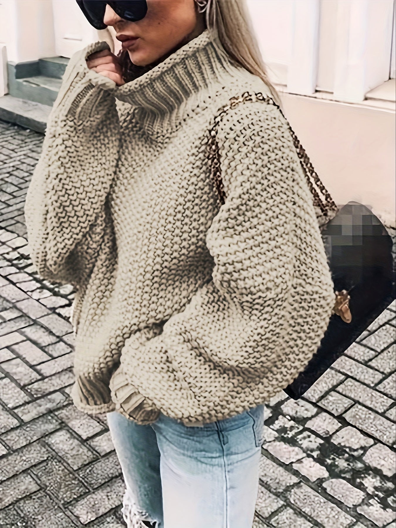 vlovelaw  Solid Turtle Neck Pullover Sweater, Casual Long Sleeve Sweater For Fall & Winter, Women's Clothing