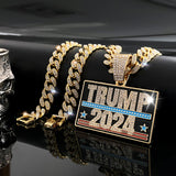 Creative TRUMP  Pendant Design Necklace Zinc Alloy Jewelry Embellished With Rhinestones Personality Female Neck Decor