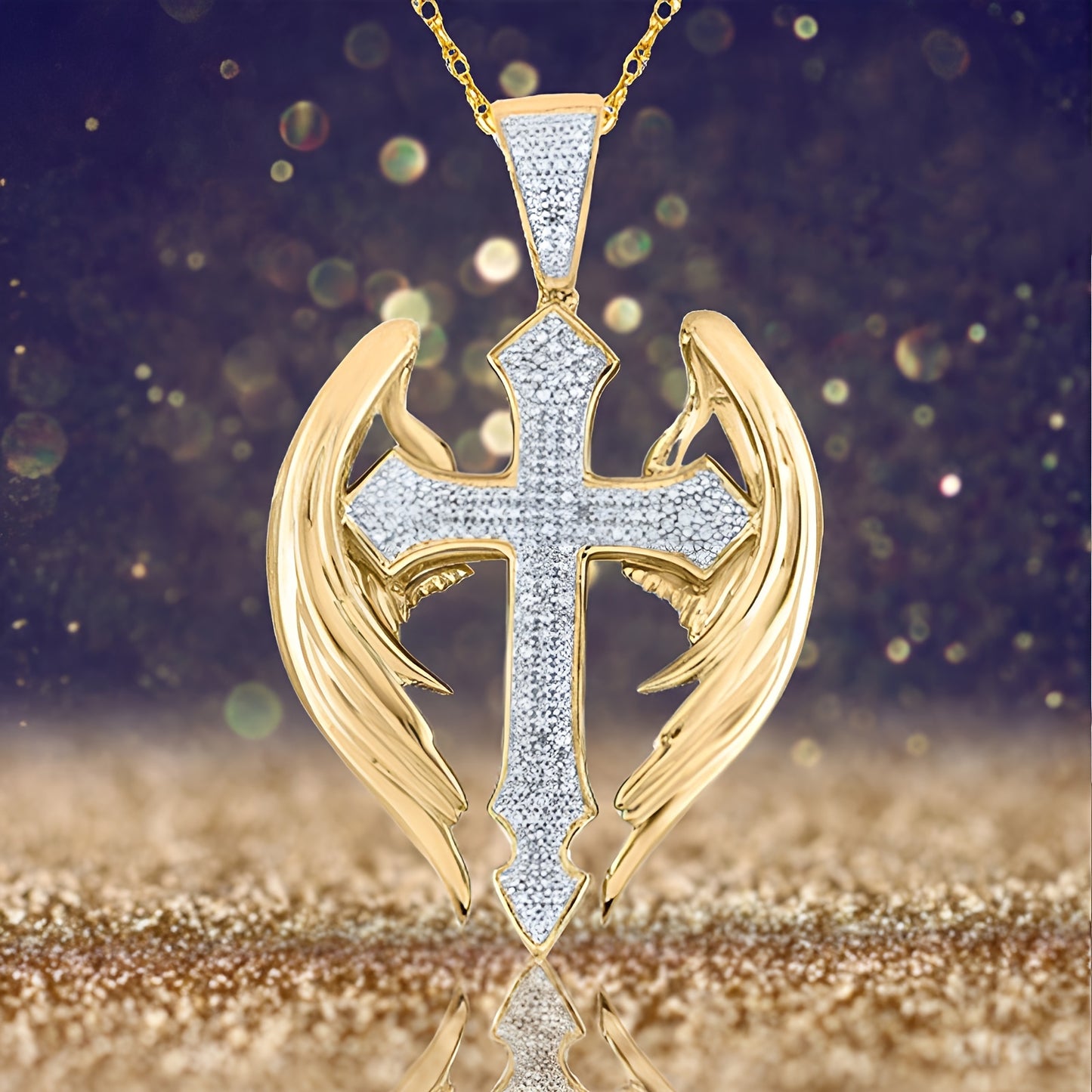 Angel Wings Cross Pendant Necklace, Elegant Style Fashionable Unisex Jewelry Accessory, Ideal Anniversary & Birthday Gift