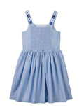 Adorable Girls Floral Embroidered Sundress - Soft Cotton for Summer Holidays, Perfect for Casual Outings and Vacation Fun