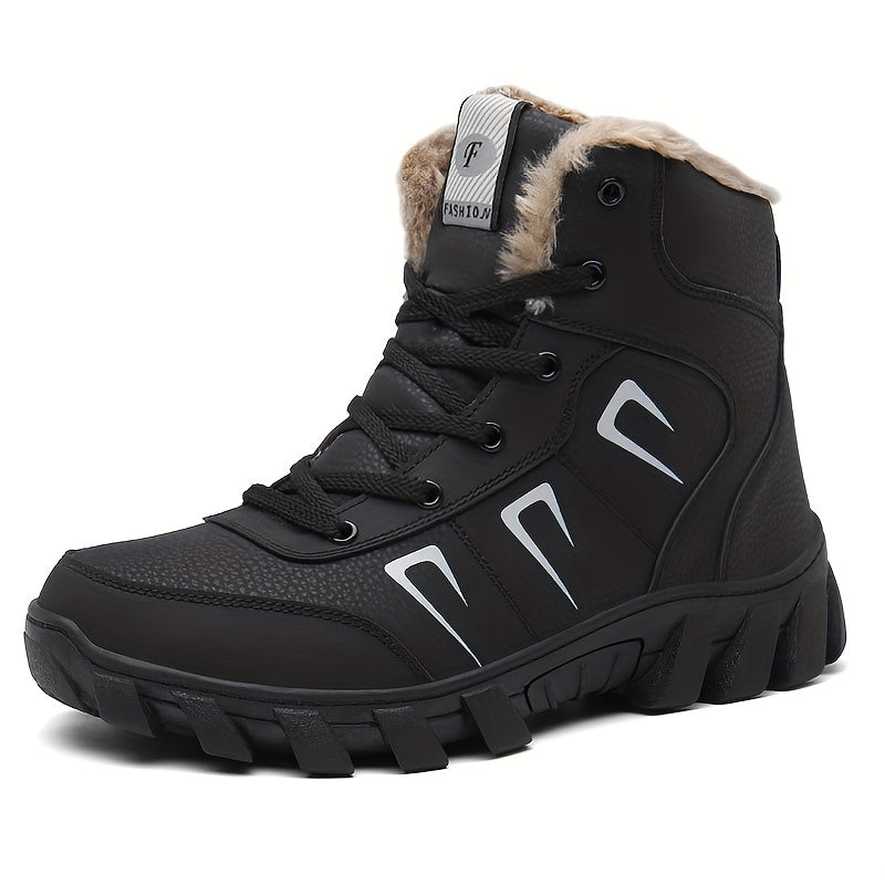 Men's Snow Boots Outdoor Warm Winter Boots Non-Slip Casual Snow Boot Windproof Lace-ups