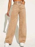 vlovelaw  Plain Loose Fit Baggy Jeans, Slant Pockets Non-Stretch Casual Wide Legs Jeans, Women's Denim Jeans & Clothing